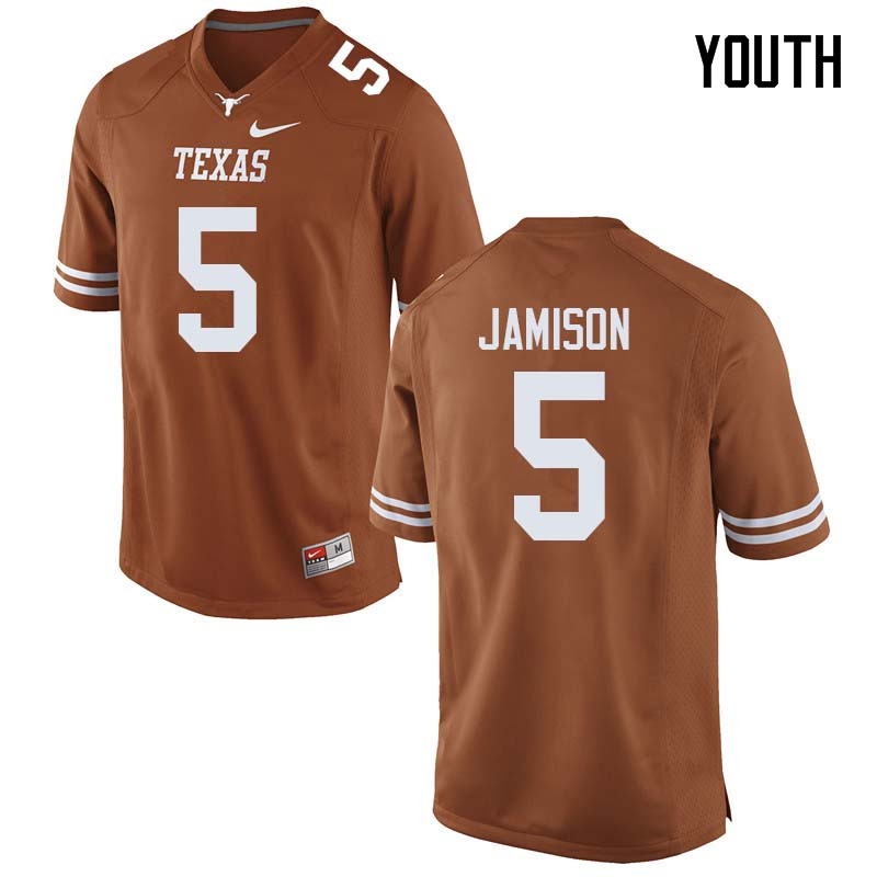 Youth #5 D'Shawn Jamison Texas Longhorns College Football Jerseys Sale-Orange